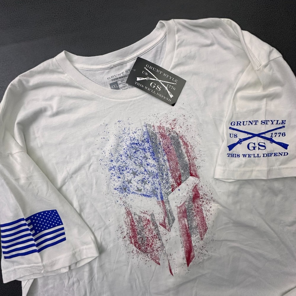 Grunt Style T Shirt Mens 4XL White American Spartan Military Patriotic Army NWT
