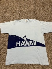 Vintage 1978 Single Stitch Hawaii Surfing Blue T Shirt Front And Back Print Sz L