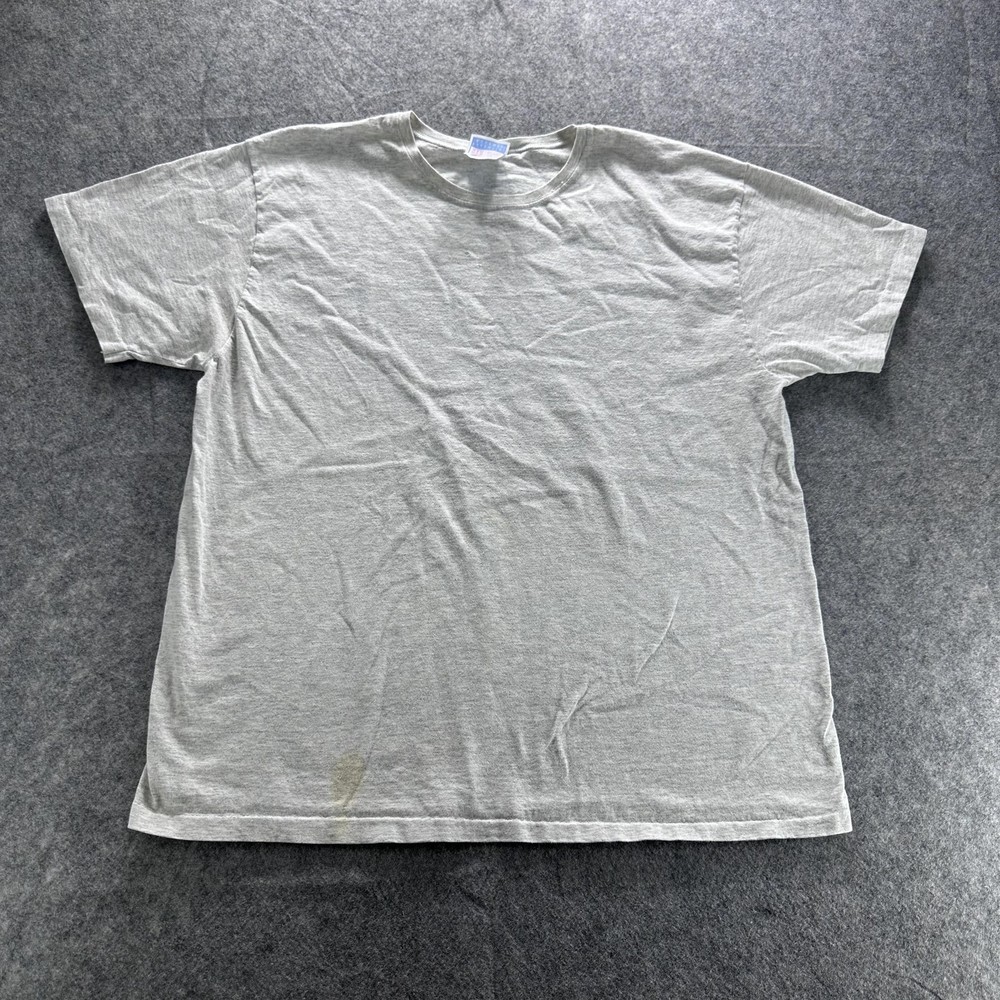 Vintage Hanes Shirt Mens XL Gray Blank Essential Accents Crewneck 90s Tee