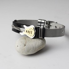 Guitar Bracelet Mesh Band Strap,Stainless Steel Bangle Punk Jewelry for Men