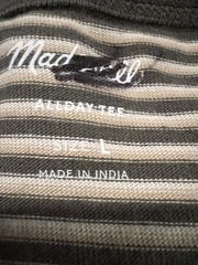NWT Madewell Mens Garment Dyed Allday Crewneck Tee Green Stripe Size Large NM162