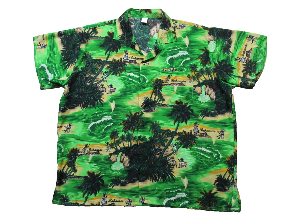 Vintage Rina Hawaiian Button Shirt Bahamas Tropical Islands Mens XXL Terivoile