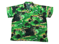 Vintage Rina Hawaiian Button Shirt Bahamas Tropical Islands Mens XXL Terivoile