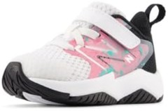 New Balance Rave Run V2 Bungee Lace with Top Strap Shoe, White/Real Pink/Black,