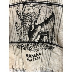 Vintage Hakuna Matata Elephant Graphic Tunic Top Tan Plaid FringeBoho Mens Small