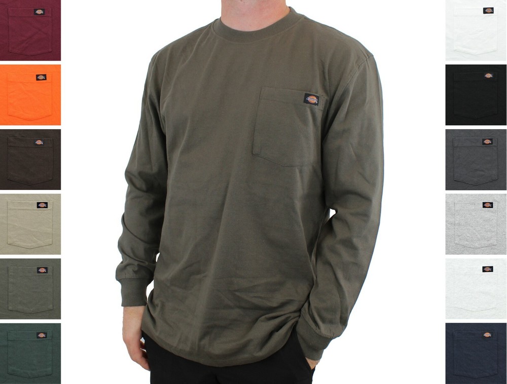 Dickies’ Men’s T-Shirt Crew Neck Long Sleeve Heavyweight Jersey with Pocket