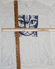 Unisex Vintage Hanes Heathered Gray Face Of A Cat Illustrated T-shirt Sz L