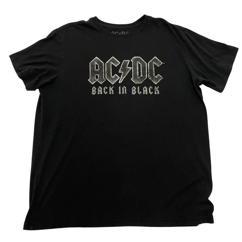 AC/DC Back In Black T Shirt Large Black Band Rock Music Tee Graphic