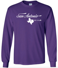 San Antonio Texas State T-Shirt Long Sleeve Graphic tee Unisex apparel Text