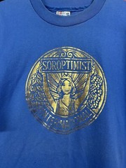 Vtg 80s Soroptimist International T Shirt Mens XXL Hanes Blue Gold Foil Graphic