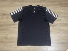 Adidas T-Shirt Mens Sz L Black White Stretch Performance Fit Crewneck Gym Run