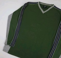 Vintage Y2k Left Coast Long Sleeve Stripe Sleeve V Neck T Shirt Skater 2000s USA