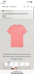 Polo Ralph Lauren T Shirt Custom Slim Fit Short Sleeve Salmon Red Men’s Size M