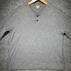 J.Crew Henley Oarsman Thermal Shirt Mens Large Gray Cotton Ribbed Cuffs Casual