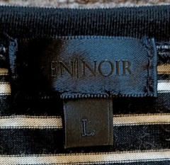 EN NOIR Black & White Varied Stripe Short Sleeve T-Shirt Size L
