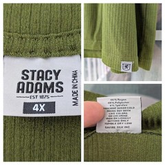 Stacy Adams 4X Shirt Olive Green Ribbed Knit Premium Soft Rayon Blend 4XL tall