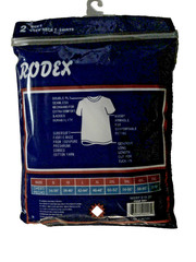 Rodex Men’s 2 Pack White Crew Neck T-Shirts Size Large