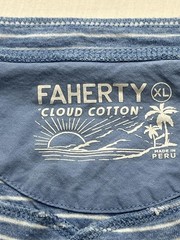 Faherty Shirt Mens XL Blue Striped Long Sleeve Cloud Cotton Henley Tee Casual