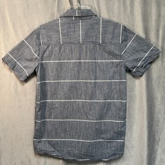 Modern Culture Mens Short Sleeve Button-Up Shirt Gray White Stripe Size L Casual