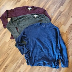 3 Waffle Knit Long Sleeve Thermal Crewneck Shirts