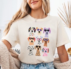 Cute Dog Shirt Colorful Puppy Graphic Tee Dog Lover T Shirt Pet Lover Gift Funny