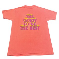 Vintage 1990s The Quest To Be The Best Bright Neon Orange T-Shirt Size Large