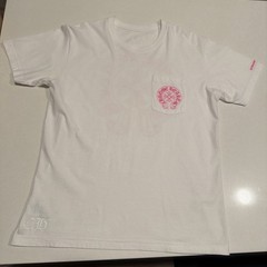 Chrome Hearts Horseshoe Plus Logo Pocket Short Sleeve Tee Shirt White Pink Large