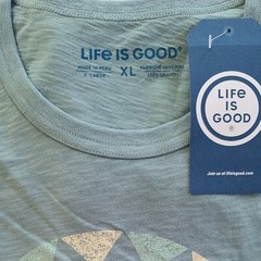 LIFE IS GOOD SS Shirt Slub Tee TRIPPIN SUV Jeep Road Trip Chest51in Mens XL