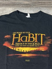 2012 Kerusso Habit Jesus Christian Hobbit Parody Black T Shirt L