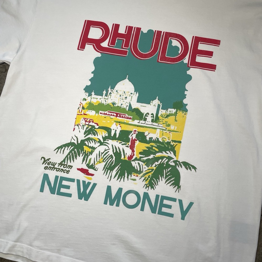 Rhude New Money Graphic Tee White Size Large SS23 Streetwear Luxury
