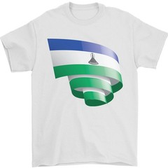 Curled Lesotho Flag Basotho Day Football Mens T-Shirt 100% Cotton