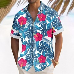 Hawaiian Shirts Men Aloha Summer Casual Beach Button Down Cruise Holiday.