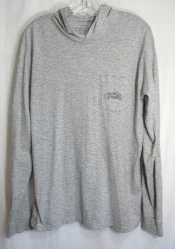 Vineyard Vines Gray Football Hooded Long Sleeve Shirt Size Small EUC