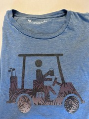 TravisMathew Men’s Catch and Release T-Shirt Heather Blue Sapphire XL Golf Cart
