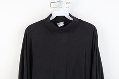 Vintage 90s Streetwear Mens XL Distressed Blank Turtleneck T-Shirt Black Cotton