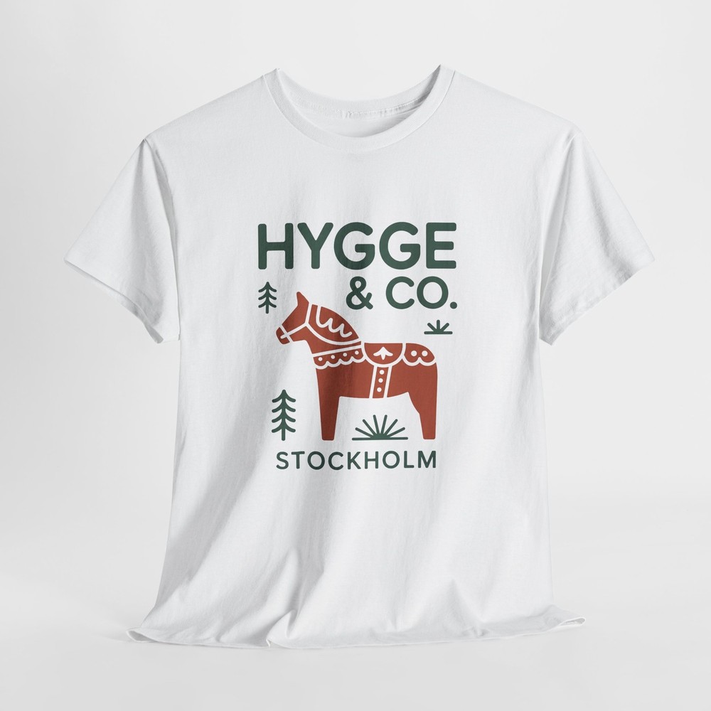 Hygge & Co Stockholm With Dala Horse Short Sleeve T-Shirt, Great Gift For Anyone