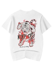 Niepce Men’s Inferno White Tiger Graphic Tee Japanese Streetwear T-Shirt