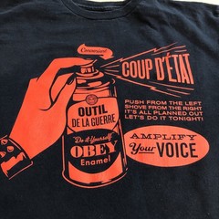 Obey Navy Blue & Red “Coup D ‘Etat” Graphic T-Shirt Sz M