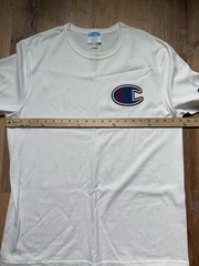 Champion Mens T-Shirt Large White Big Patch Logo Embroidery Sports Retro