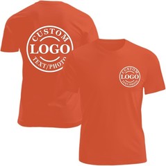 Custom Business Logo T-Shirt Front Back Upload Photo Text Logo 100% Cotton