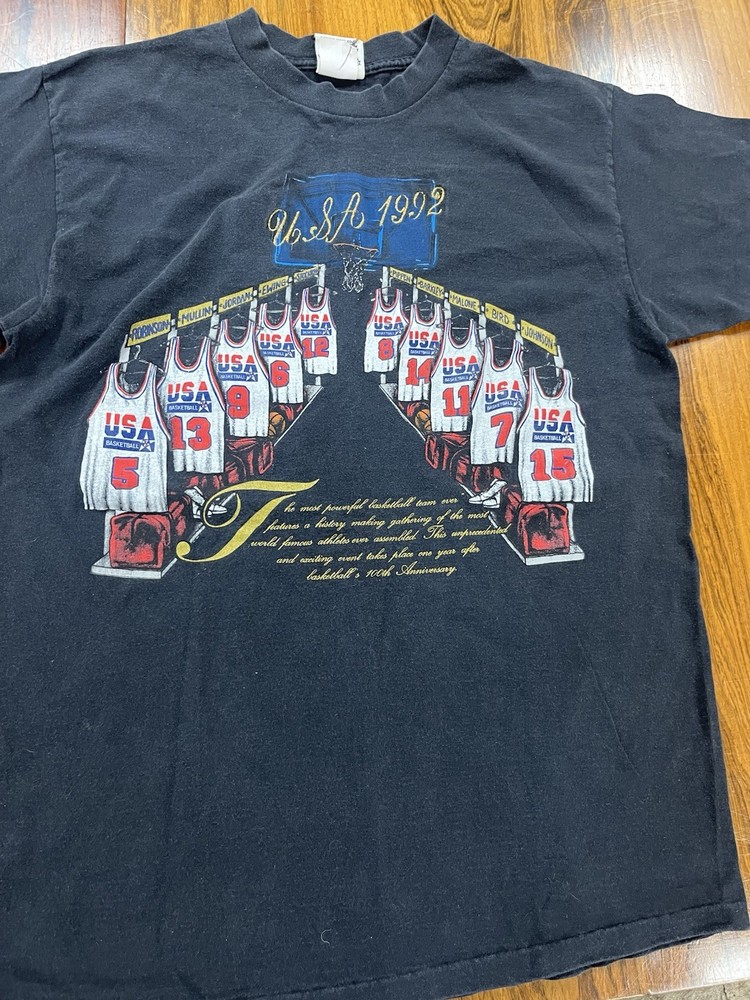 VTG 1992 USA Basketball Olympic Dream Team T-Shirt Men Sz XL Black Nutmeg Mills