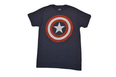 Marvel Comics Mens Captain America Shield Logo Heather Blue Shirt New S-XL