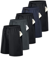 Kinglaman 5 Pack Mens Athletic Gym Workout Medium, 3 Black 1 Blue 1 Gray