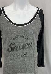 Sauce Hockey Shirt XL Gray 1/2 Sleeve Poly Cotton Rayon Made USA NWT YGI O2-335