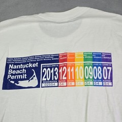 Nantucket Beach Permit Shirt Lot 2 Men L Blue White Coastal Nautical 2013 & 19