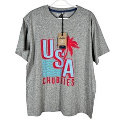 NEW Chubbies The Chub-Spangled Banner Graphic T Shirt Mens L Gray S/S Stretch