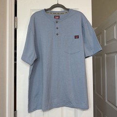 NWT Wrangler Workwear Men’s Pocket Henley T Shirt Blue XL 46-48 Relaxed Fit
