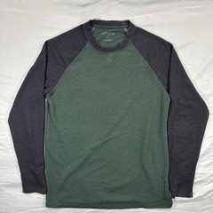 Orvis Long Sleeve Pullover Shirt Mens Medium Green Black Colorblock Fisherman