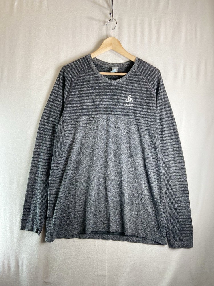 ODLO Men’s Size XL Performance Light Long Sleeve Fitted Base Layer Top Gray