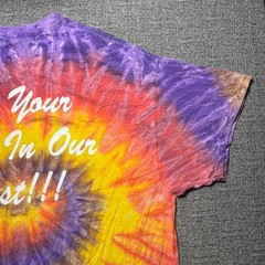 Vintage Tie Dye Pizza Place T Shirt Mens XL Purple Red Yellow Spiral Colortone